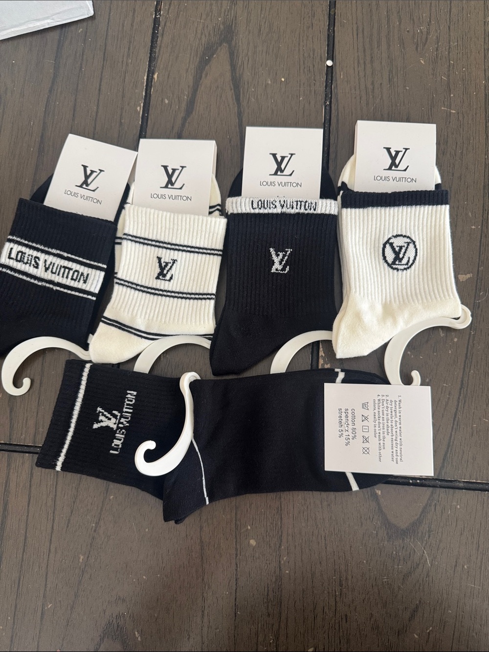 Source Unknown Black and White Logo Crew Sock Set
